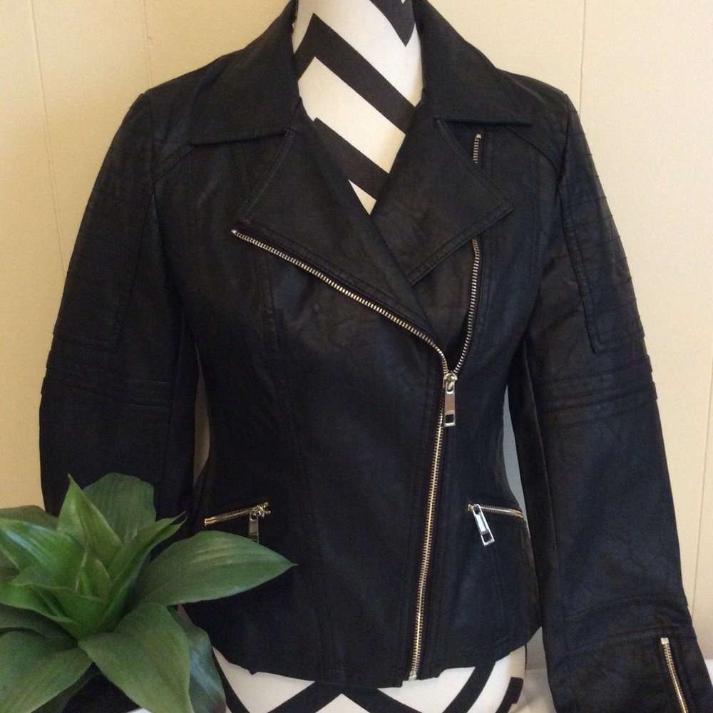 Ana Black Vegan Leather Moto Jacket